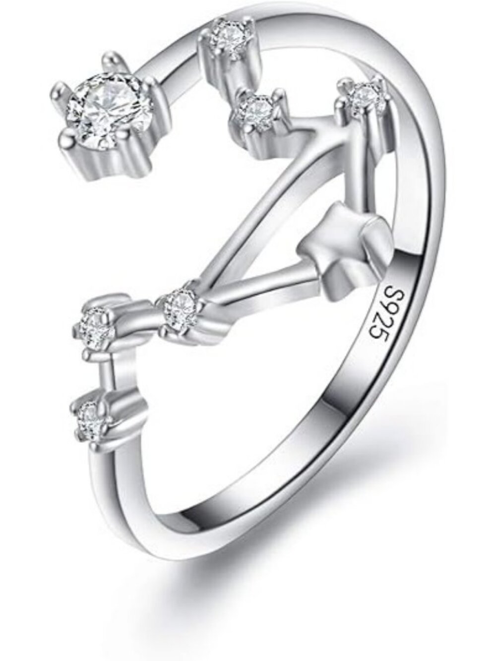 Libra (Sep 23 - Oct 23) 925 Silver CZ Horoscope Zodiac Constellation Ring